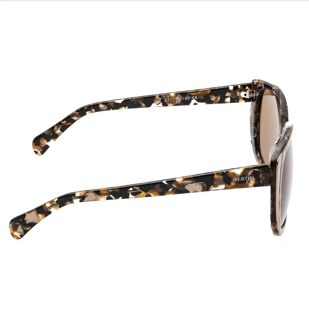 Bertha Natalia Polarized Sunglasses NIB Brown Gold Tortoiseshell Gold Accents